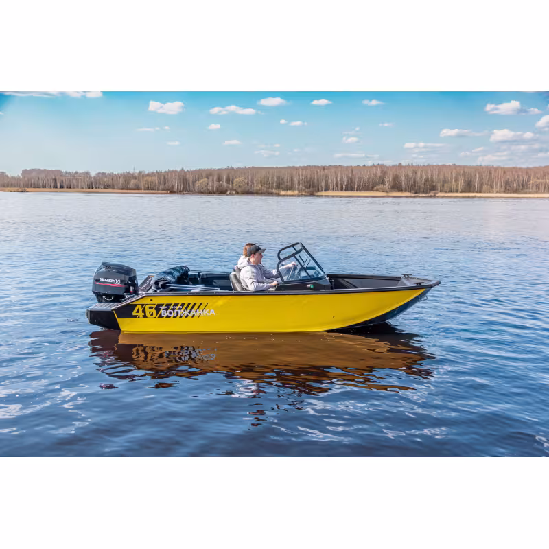 Лодка алюминиевая VBoats 46 Fish, белый/зеленый