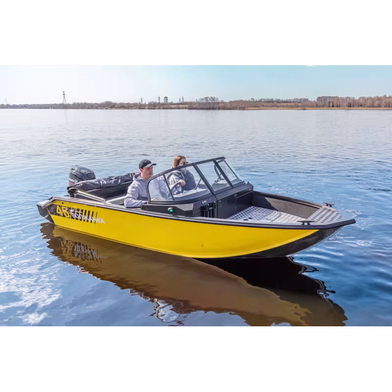 Лодка алюминиевая VBoats 46 Fish, белый/зеленый