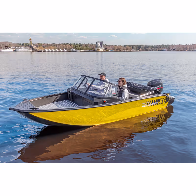 Лодка алюминиевая VBoats 46 Fish, белый/зеленый