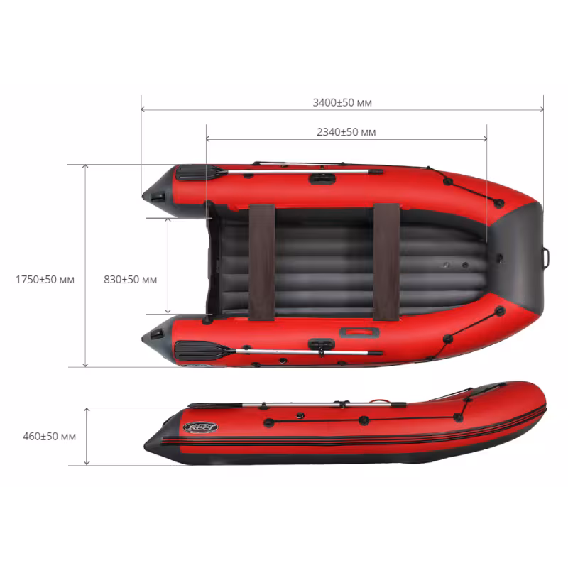 Надувная лодка ПВХ Angler Reef Triton 340, НДНД, темно-серый/оранжевый