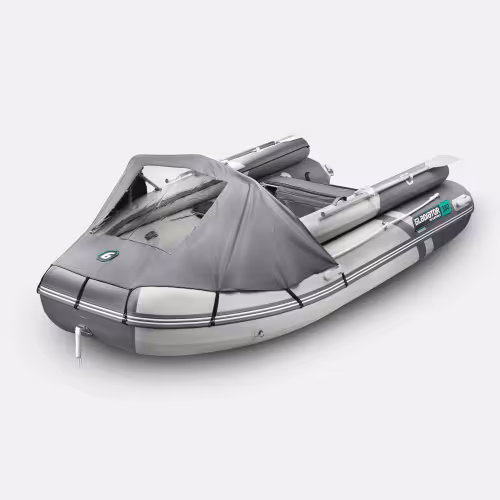 Надувная лодка ПВХ Gladiator E380X PRO, НДНД, светло-серый/темно-серый