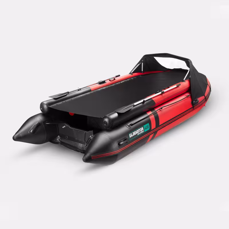 Надувная лодка ПВХ Gladiator E420X PRO, НДНД, красный/черный