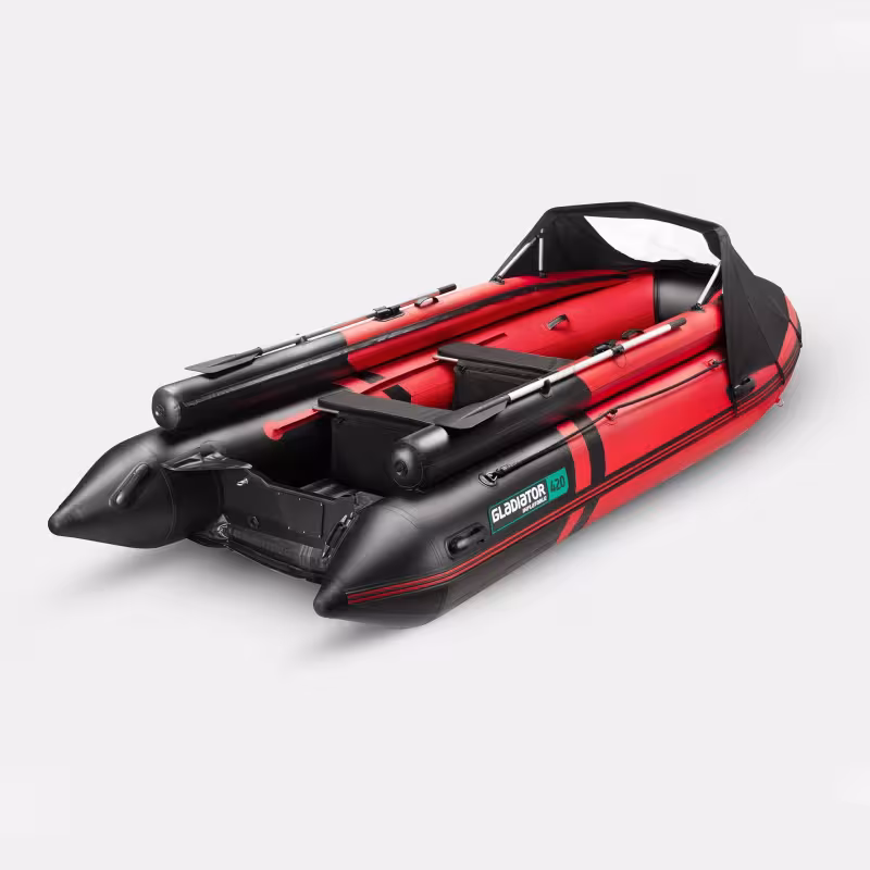 Надувная лодка ПВХ Gladiator E420X PRO, НДНД, красный/черный