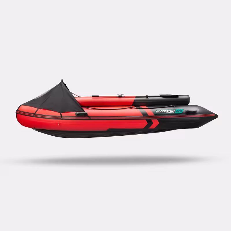Надувная лодка ПВХ Gladiator E420X PRO, НДНД, красный/черный
