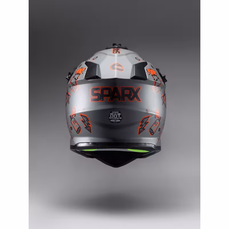 Мотошлем детский Sparx Jet Graffity WS-905, серый/оранжевый матовый, размер YS