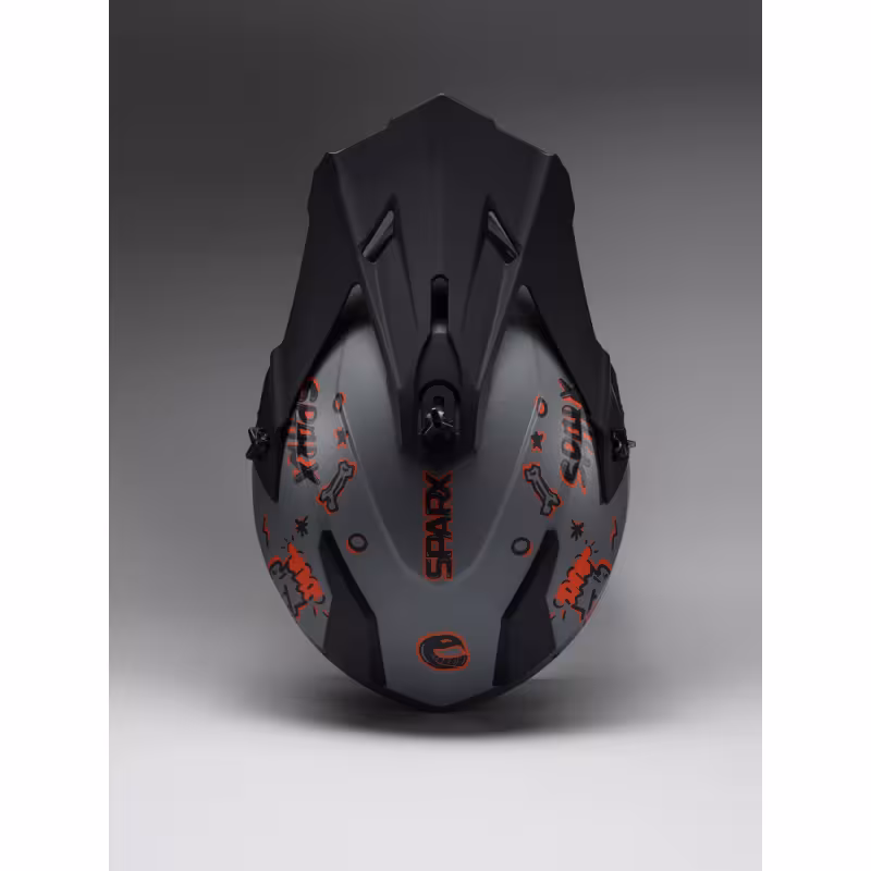 Мотошлем детский Sparx Jet Graffity WS-905, серый/оранжевый матовый, размер YS