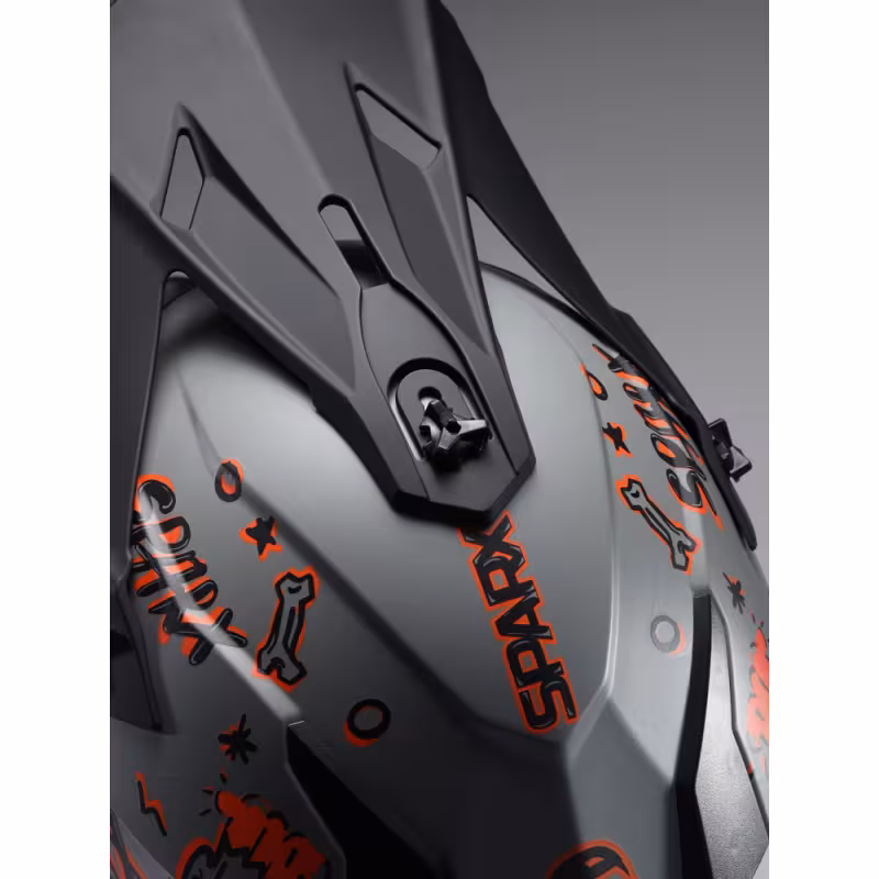 Мотошлем детский Sparx Jet Graffity WS-905, серый/оранжевый матовый, размер YS