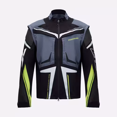 Мотокуртка мужская Finntrail Enduro 1308 Графит с желтым (GraphiteYellow), Софтшелл (Softshell), размер M, 170-180 см