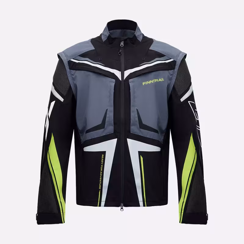 Мотокуртка мужская Finntrail Enduro 1308 Графит с желтым (GraphiteYellow), Софтшелл (Softshell), размер M, 170-180 см