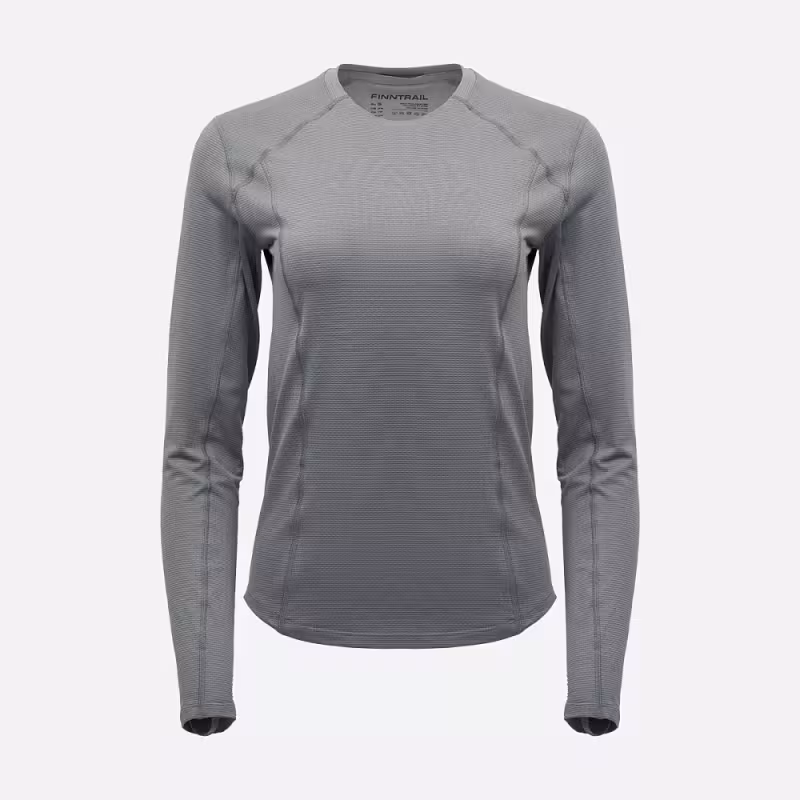 Лонгслив женский Finntrail Liberty W 1215 серый (Grey), полиэстер, размер 46-48 (M), 165-175 см