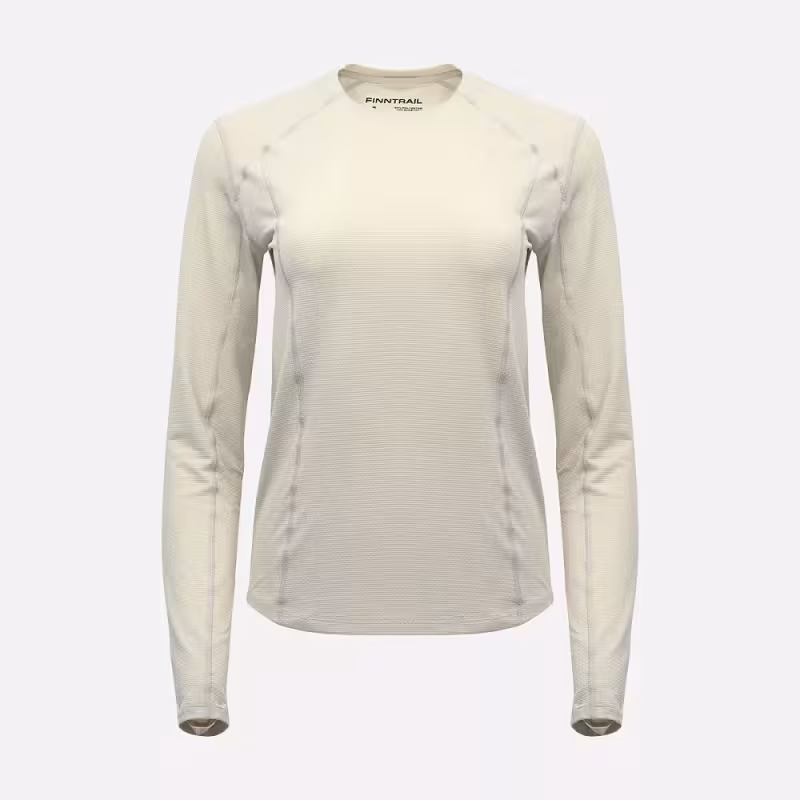 Лонгслив женский Finntrail Liberty W 1215 светло-бежевый (Light Beige), полиэстер, размер 40-42 (XXS), 150-160 см