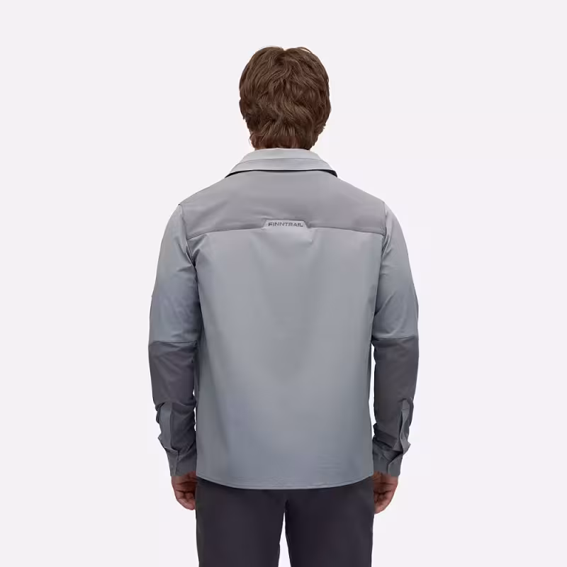 Рубашка мужская Finntrail Breeze 1212 Серый (Grey), Рипстоп (Ripstop), размер S, 165-175 см