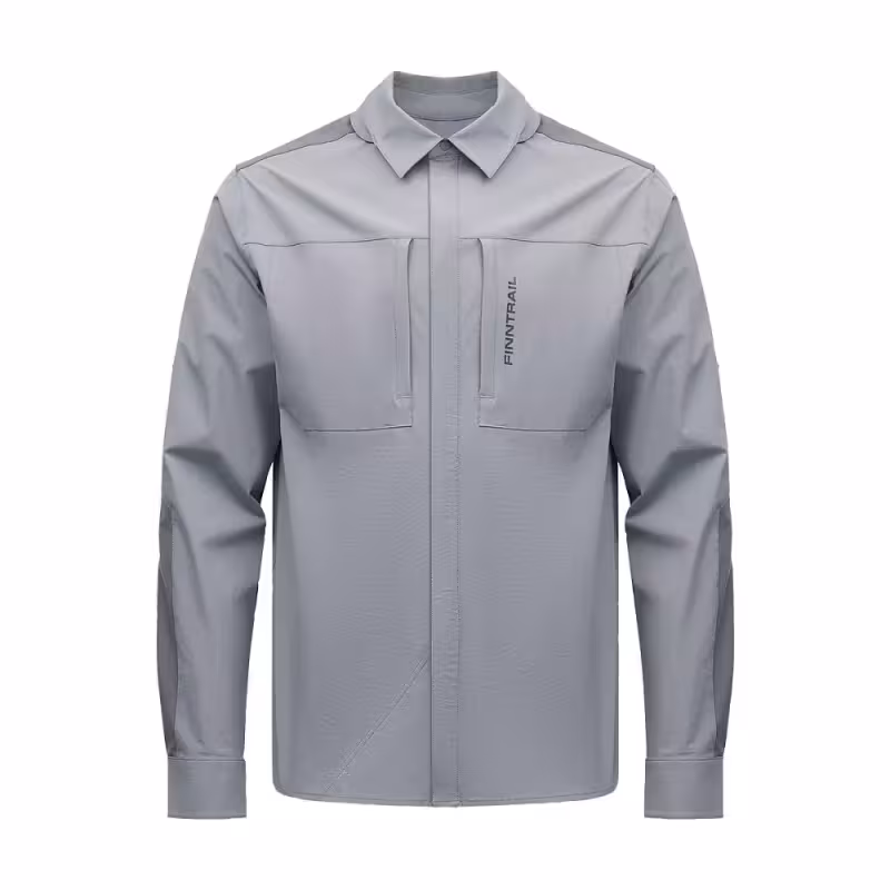 Рубашка мужская Finntrail Breeze 1212 Серый (Grey), Рипстоп (Ripstop), размер L, 175-185 см