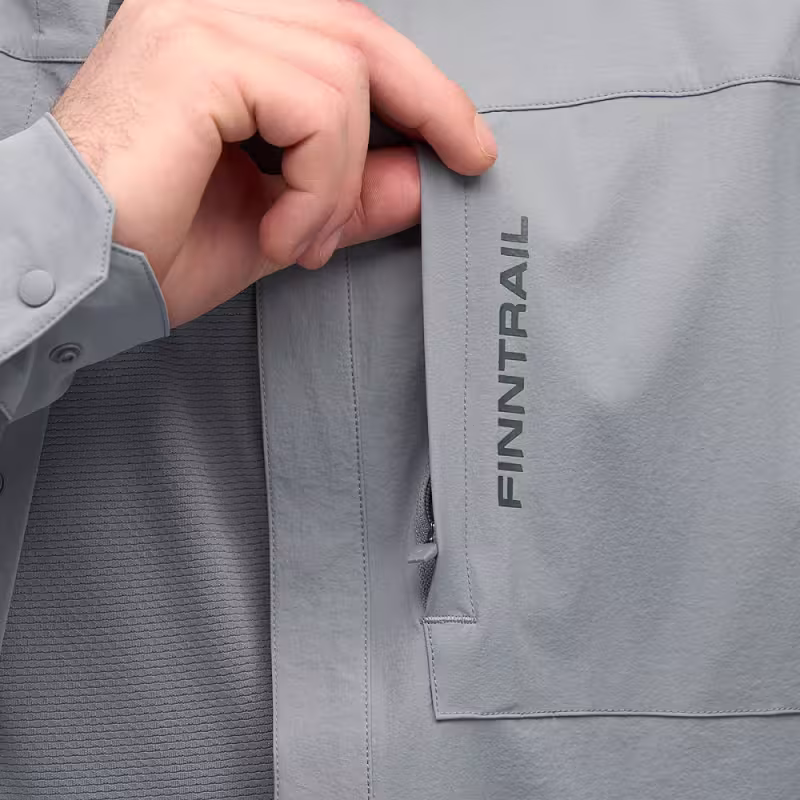 Рубашка мужская Finntrail Breeze 1212 Серый (Grey), Рипстоп (Ripstop), размер XL, 180-190 см