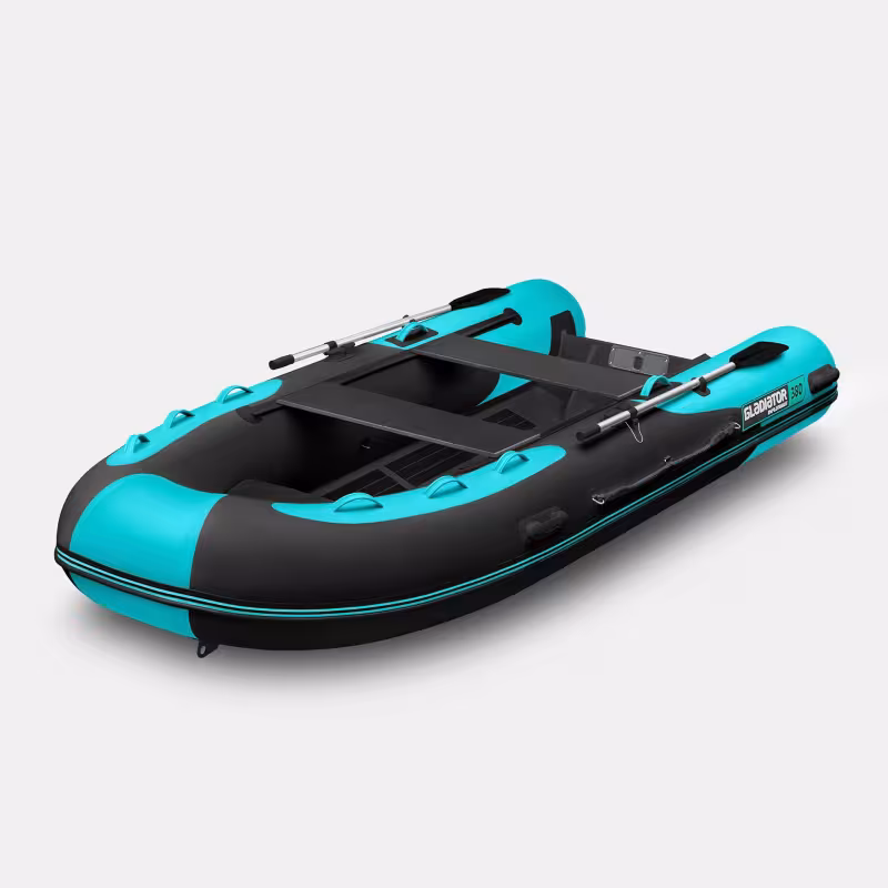Лодка надувная РИБ Gladiator AL 380, бирюзовый/черный