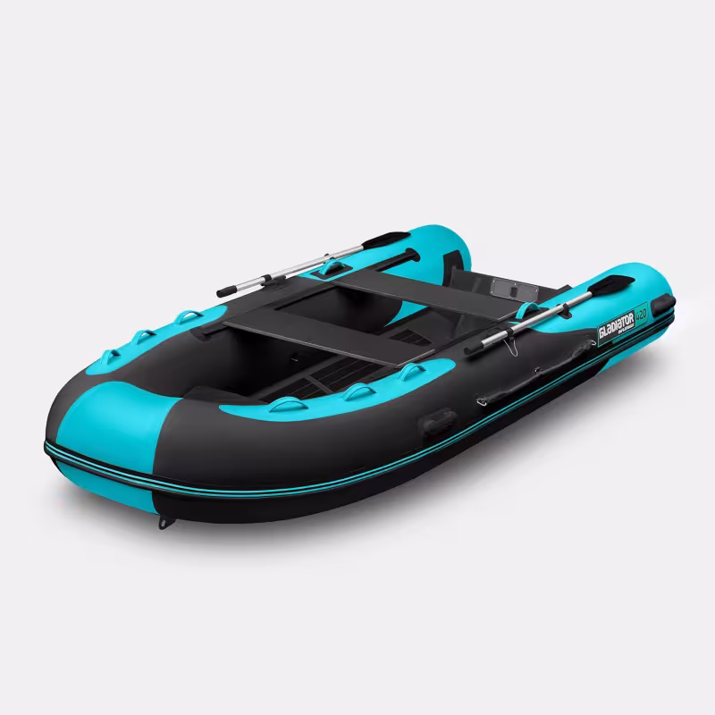 Лодка надувная РИБ Gladiator AL_B 420, бирюзовый/черный