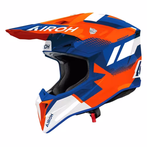Мотошлем Airoh Wraaap Vision Orange/Blue Gloss, оранжевый/синий, размер L