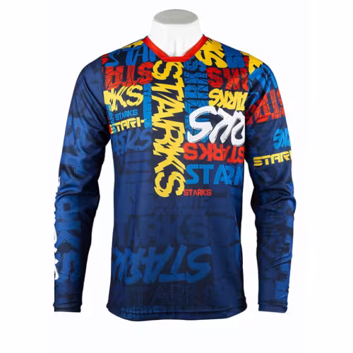 Джерси детское Starks Base Cross Kids, синий/красный, размер S/22, 125-135 см