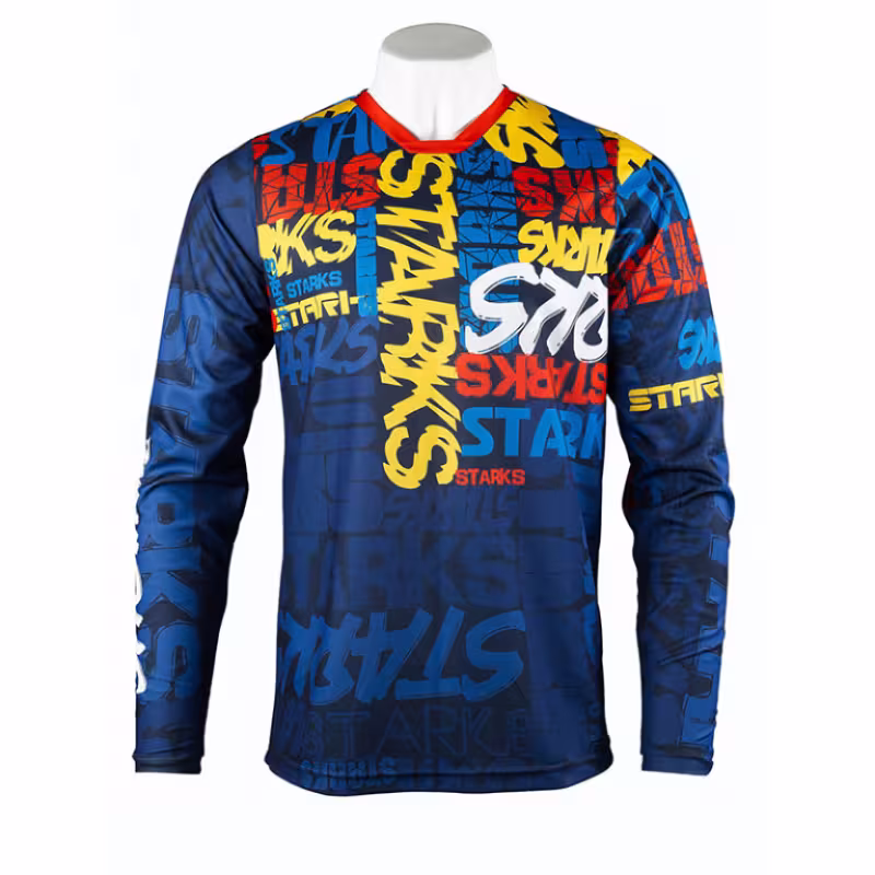 Джерси детское Starks Base Cross Kids, синий/красный, размер S/22, 125-135 см