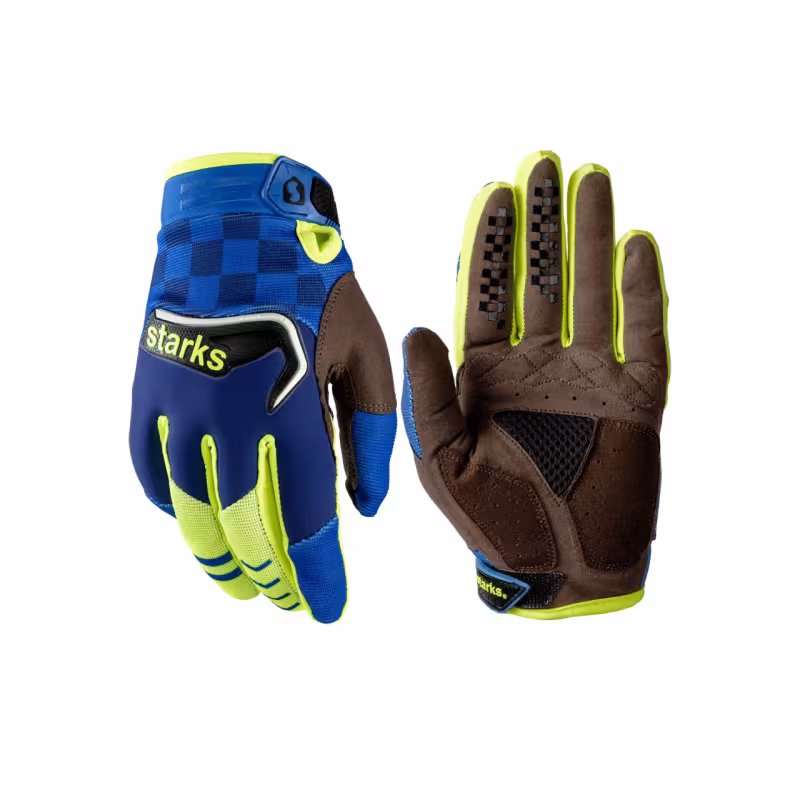 Мотоперчатки Starks Phoenix V3, синий/Hi-Viz, размер M