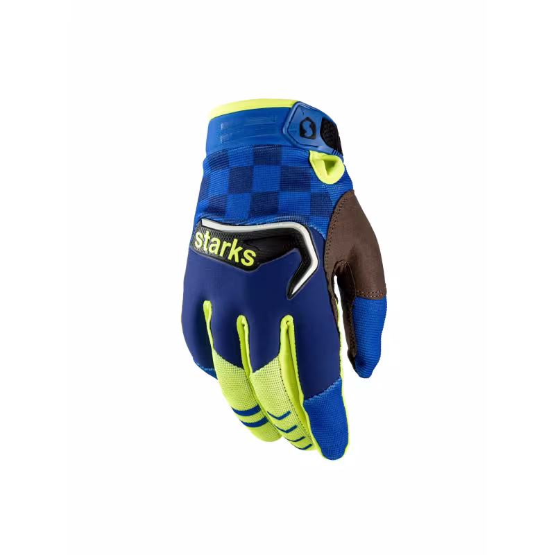 Мотоперчатки Starks Phoenix V3, синий/Hi-Viz, размер M