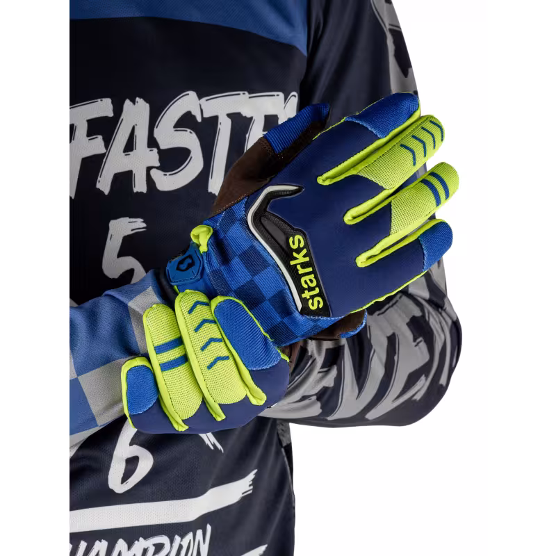 Мотоперчатки Starks Phoenix V3, синий/Hi-Viz, размер M