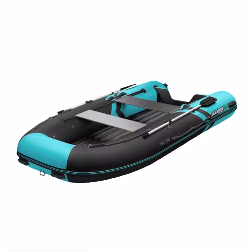 Лодка надувная ПВХ Gladiator E 450 S, НДНД, черный/бирюзовый