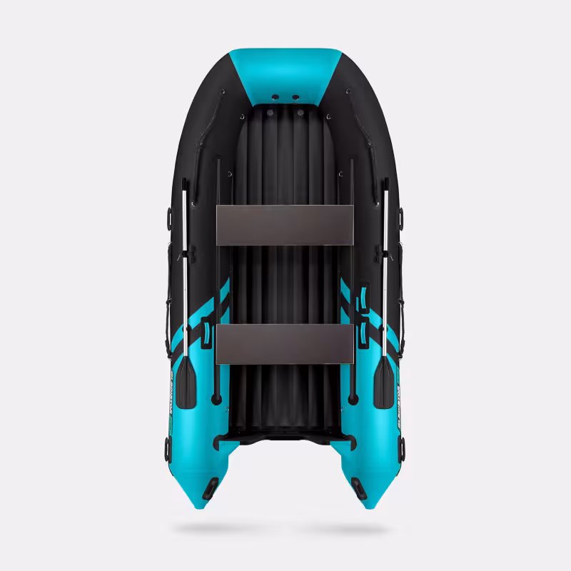 Лодка надувная ПВХ Gladiator E 450 S, НДНД, черный/бирюзовый