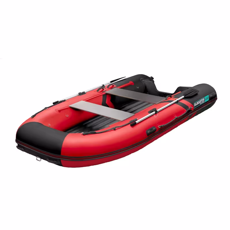 Лодка надувная ПВХ Gladiator E 450 S, НДНД, красный/черный