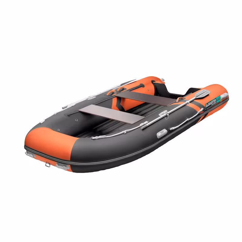 Лодка надувная ПВХ Gladiator E 450 S, НДНД, оранжевый/темно-серый