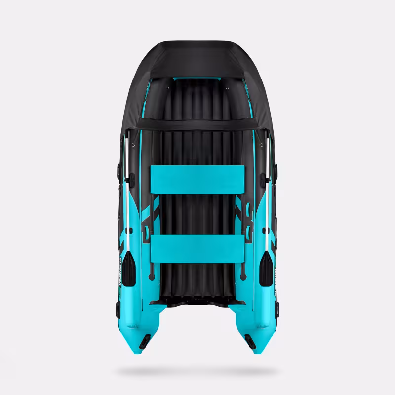 Лодка надувная ПВХ Gladiator E 420Х, НДНД, черный/бирюзовый