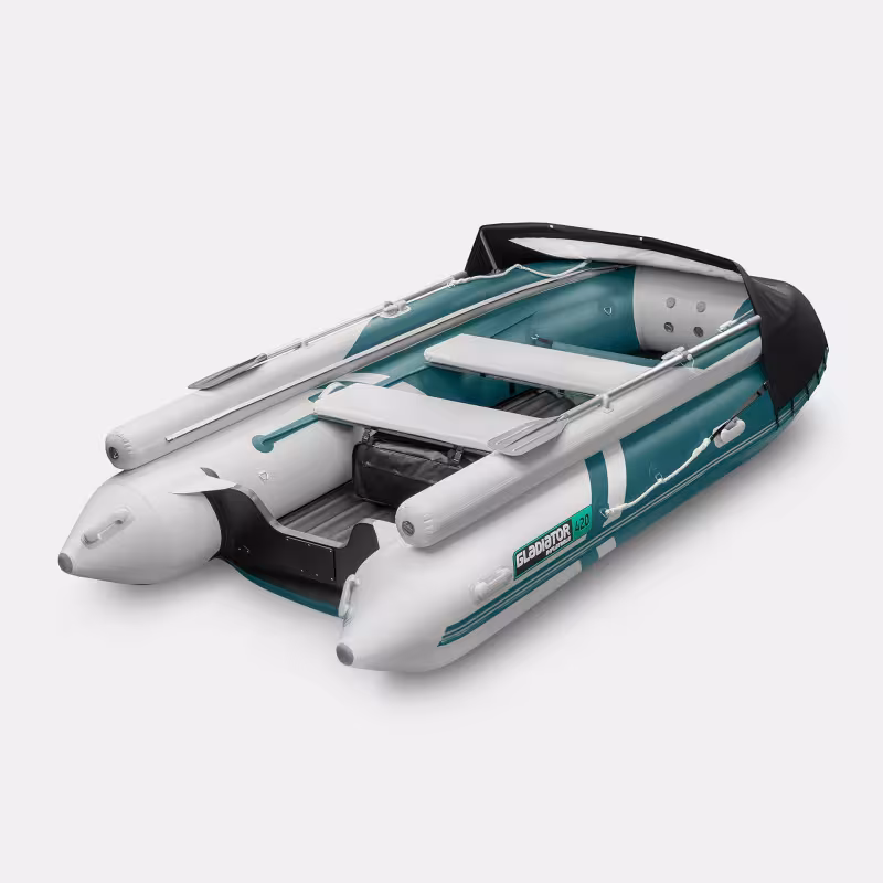 Лодка надувная ПВХ Gladiator E 420Х, НДНД, морской зеленый/белый