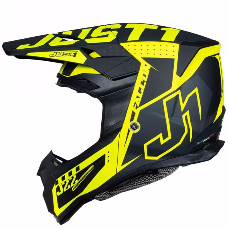 Мотошлем Just1 J22 F Flacon, Hi-Vis черный/титан/Hi-Vis желтый, размер М