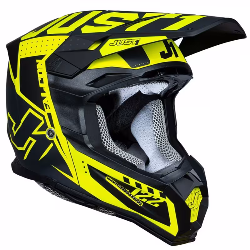 Мотошлем Just1 J22 F Flacon, Hi-Vis черный/титан/Hi-Vis желтый, размер М