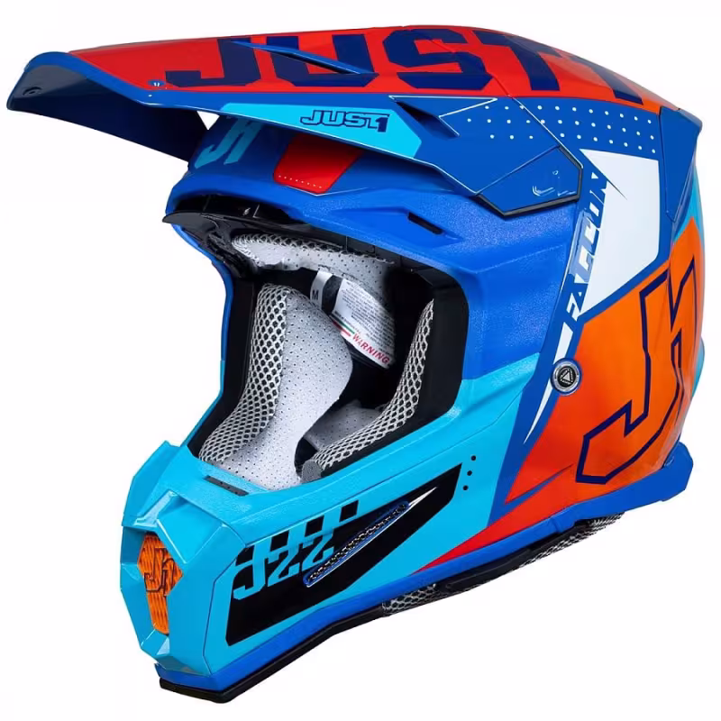 Мотошлем Just1 J22 F Flacon, Hi-Vis оранжевый/синий, размер L