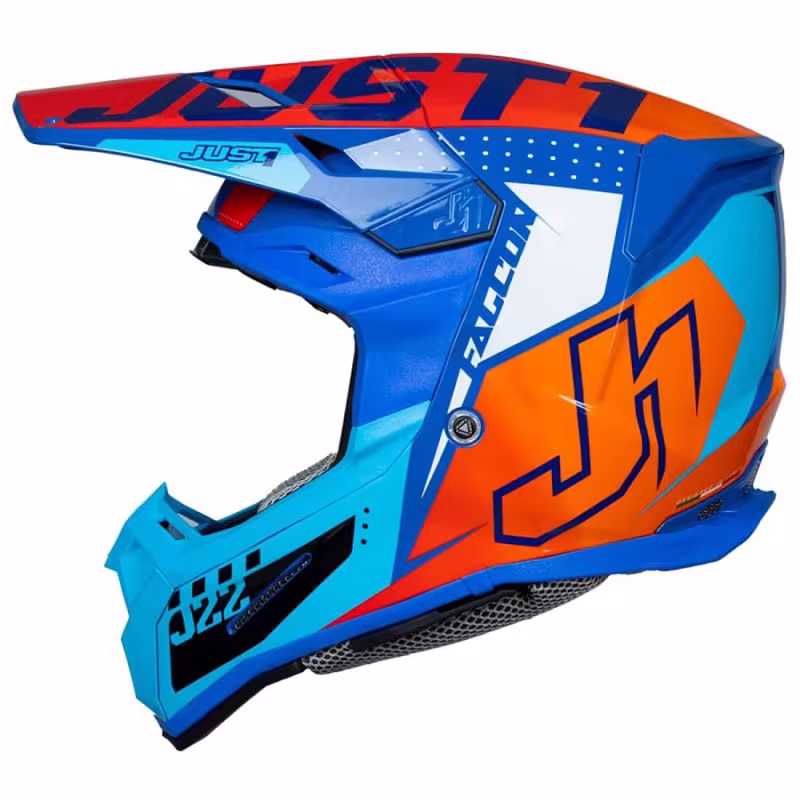 Мотошлем Just1 J22 F Flacon, Hi-Vis оранжевый/синий, размер L