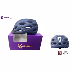 Велошлем Klonk MTB/Cross Country с фонарем (USB Type-C), матовый/темно-синий, размер M/L