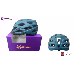 Велошлем Klonk MTB/Cross Country с фонарем (USB Type-C), матовый/темно-бирюзовый, размер M/L