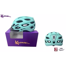 Велошлем Klonk MTB/Cross Country с фонарем (USB Type-C), матовый/светло-голубой, размер M/L