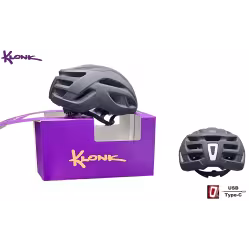 Велошлем Klonk MTB/Cross Country с фонарем (USB Type-C), черный матовый, размер M/L