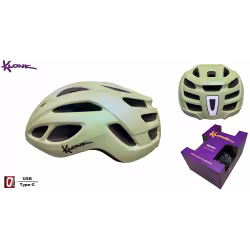 Велошлем Klonk MTB/Cross Country с фонарем (USB Type-C), оливковый матовый, размер M/L