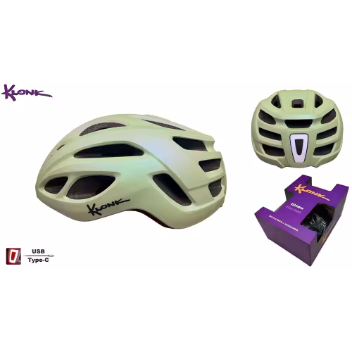 Велошлем Klonk MTB/Cross Country с фонарем (USB Type-C), оливковый матовый, размер M/L