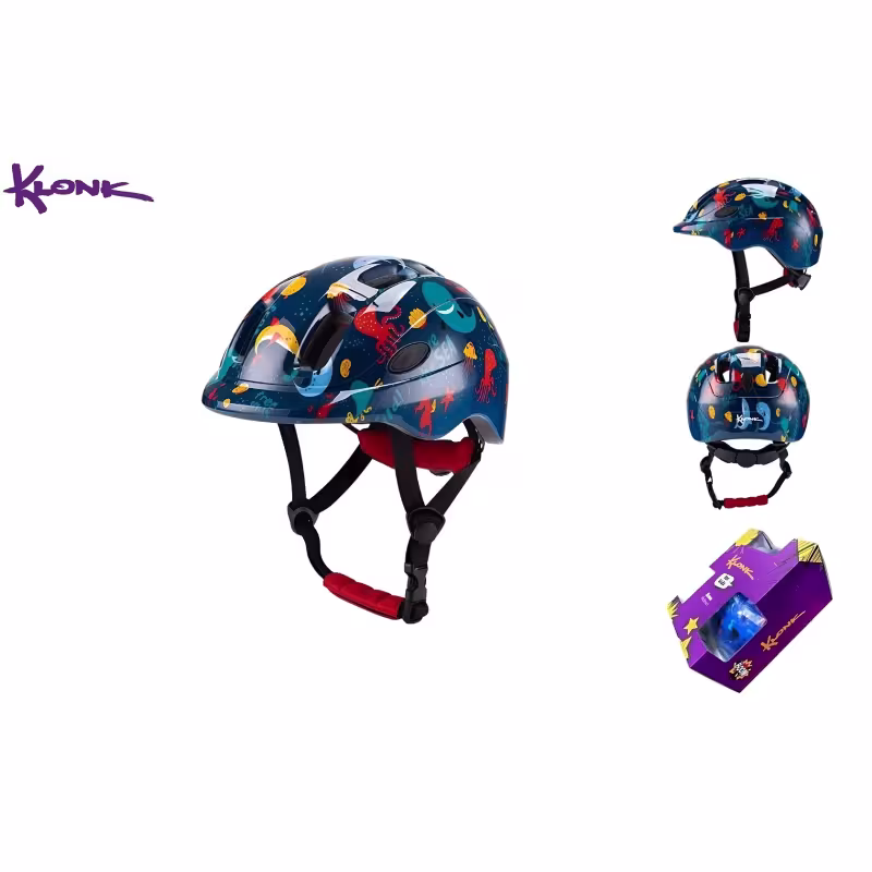 Велошлем детский Klonk KLK-24011, синий/с принтом, размер S/XS