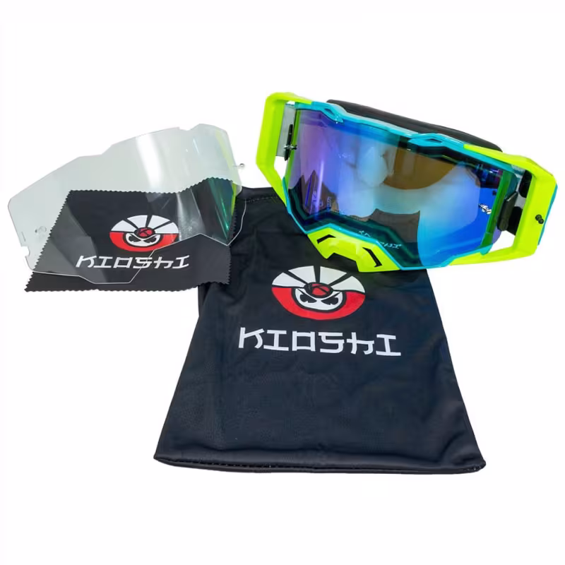 Мотоочки Kioshi MX PRO 800477-7, голубой/зеленый