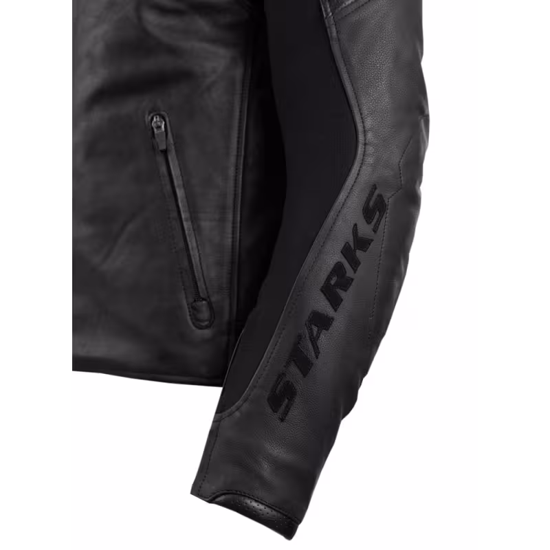 Мотокуртка кожаная мужская Starks SN №1 (Skin number 1), черный, размер М, 176-182 см