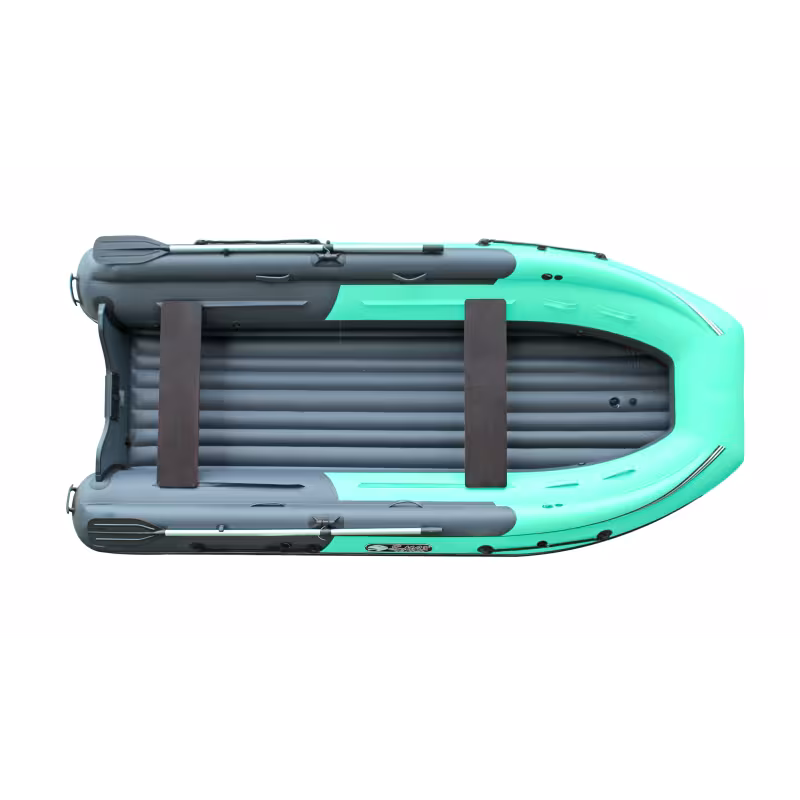 Лодка надувная ПВХ с фальшбортом Angler Reef Triton 400 S-Max, НДНД, темно-серый/светло-бирюзовый