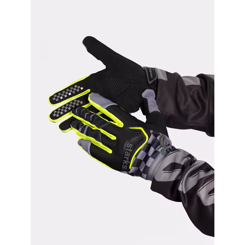 Мотоперчатки Starks Phoenix V3, черный/серый/Hi-Viz, размер L