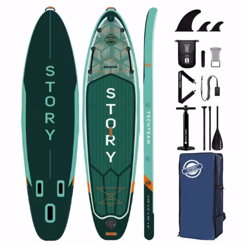 SUP-доска надувная Tech Team Story, 350x86x15 см, изумрудный