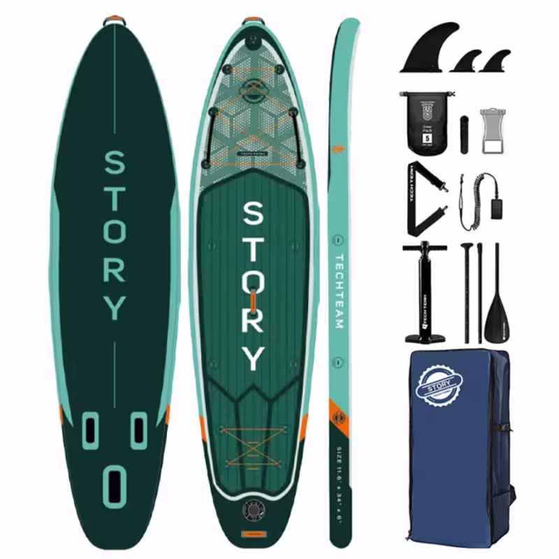 SUP-доска надувная Tech Team Story, 350x86x15 см, изумрудный
