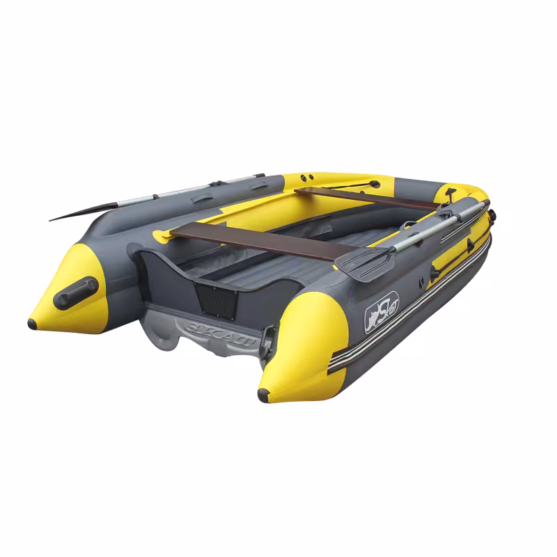 Лодка надувная ПВХ с фальшбортом Angler Skat Triton 430, НДНД, темно-серый/желтый
